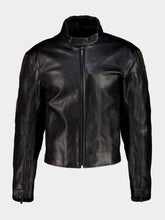 Gucci Black Leather Web Biker Jacket