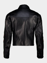 Gucci Black Leather Web Biker Jacket