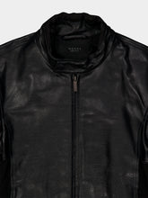 Gucci Black Leather Web Biker Jacket