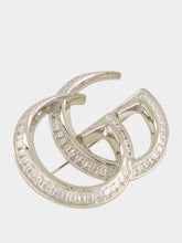 Gucci Silver Double G Crystal Brooch