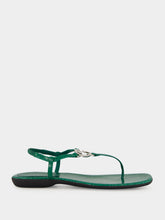Gucci Green Python Interlocking G Thong Sandals