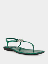 Gucci Green Python Interlocking G Thong Sandals