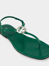 Gucci Green Python Interlocking G Thong Sandals