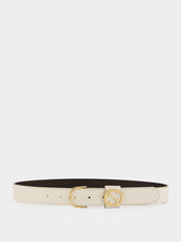 Gucci White Leather Belt with Round Buckle