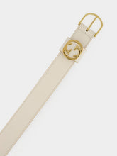 Gucci White Leather Belt with Round Buckle