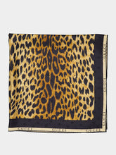 Gucci Brown and Black Leopard Print Silk Carré