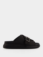 McQueen Black Single Strap Leather Sandals