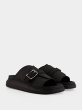McQueen Black Single Strap Leather Sandals