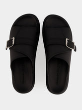 McQueen Black Single Strap Leather Sandals