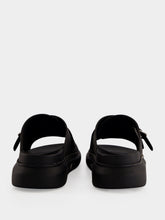 McQueen Black Single Strap Leather Sandals