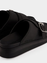 McQueen Black Single Strap Leather Sandals
