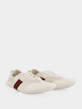 Gucci White Suede and Leather Flex Sneakers