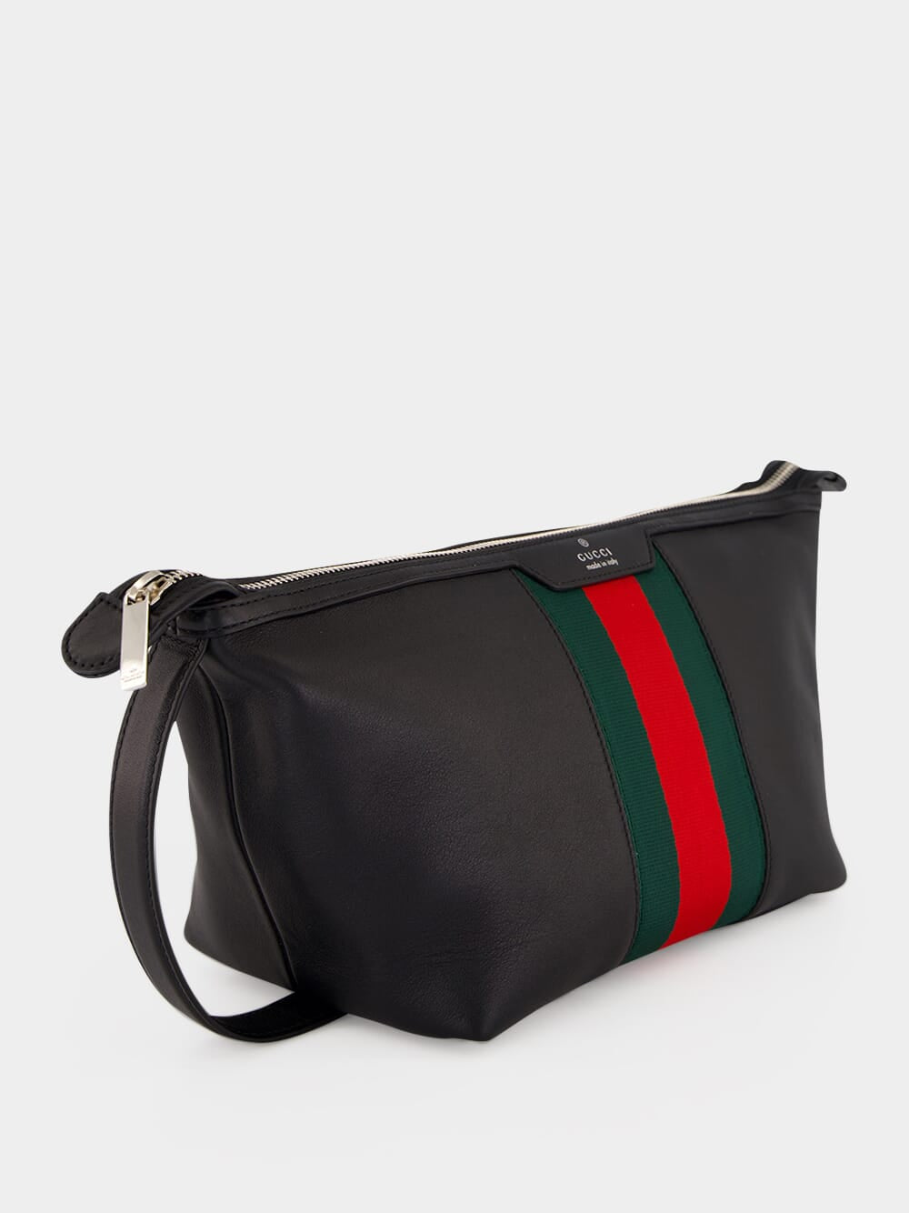 Gucci Black Leather Mega Web Toiletry Case | Fashion Clinic