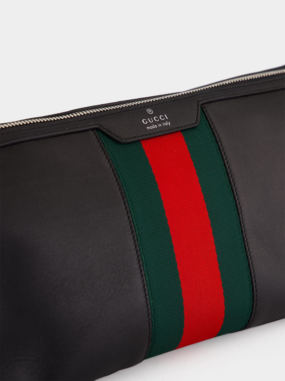 Gucci Black Leather Mega Web Toiletry Case | Fashion Clinic