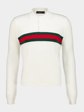Gucci White Web Stripe Cashmere Polo Shirt