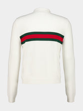 Gucci White Web Stripe Cashmere Polo Shirt