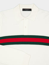 Gucci White Web Stripe Cashmere Polo Shirt