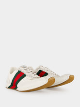 Gucci White Mesh and Suede Tempo Sneakers