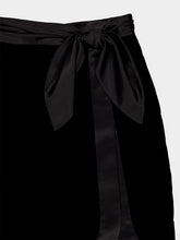 Saint Laurent Black Velvet and Satin Wrap Pencil Skirt