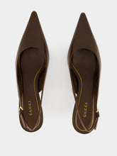 Gucci Dark Brown Leather Castello Slingback Pumps