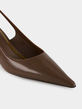 Gucci Dark Brown Leather Castello Slingback Pumps