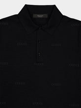 Gucci Black Wool Silk Jacquard Polo Shirt