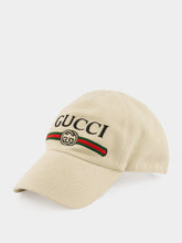 Gucci Ivory Cotton Embroidered Baseball Cap
