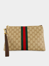 Gucci Sand and Brown Small GG Pouch with Web