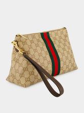 Gucci Sand and Brown Small GG Pouch with Web