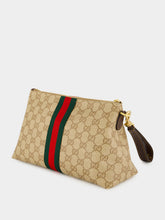 Gucci Sand and Brown Small GG Pouch with Web