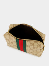 Gucci Sand and Brown GG Cosmetic Case with Web
