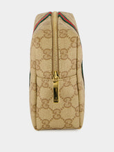 Gucci Sand and Brown Large GG Cosmetic Case with Web