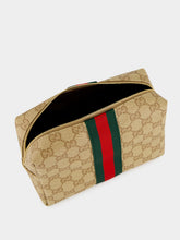 Gucci Sand and Brown Large GG Cosmetic Case with Web