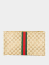 Gucci Sand and Dark Brown GG Large Pouch with Web
