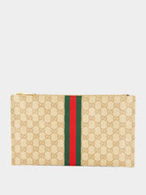 Gucci Sand and Dark Brown GG Large Pouch with Web