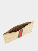 Gucci Sand and Dark Brown GG Large Pouch with Web