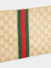 Gucci Sand and Dark Brown GG Large Pouch with Web