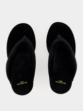 Balenciaga Black Gaeta 90 Velvet Wedge Thong Sandals