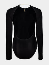Saint Laurent Black Cassandre Backless Jersey Bodysuit