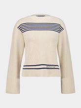 Balenciaga Navy and White Striped Boatneck Sweater