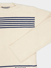 Balenciaga Navy and White Striped Boatneck Sweater