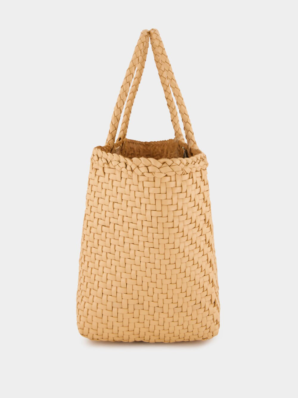 Handwoven Natural Leather Basket Bag