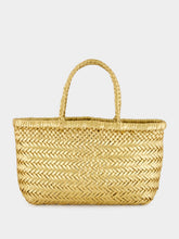 Dragon Diffusion Mini Flat Gora Gold Woven Bag