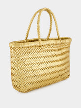 Dragon Diffusion Mini Flat Gora Gold Woven Bag