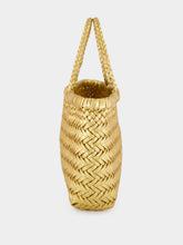 Dragon Diffusion Mini Flat Gora Gold Woven Bag