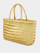 Dragon Diffusion Mini Flat Gora Gold Woven Bag