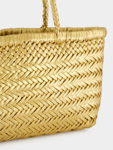 Dragon Diffusion Mini Flat Gora Gold Woven Bag