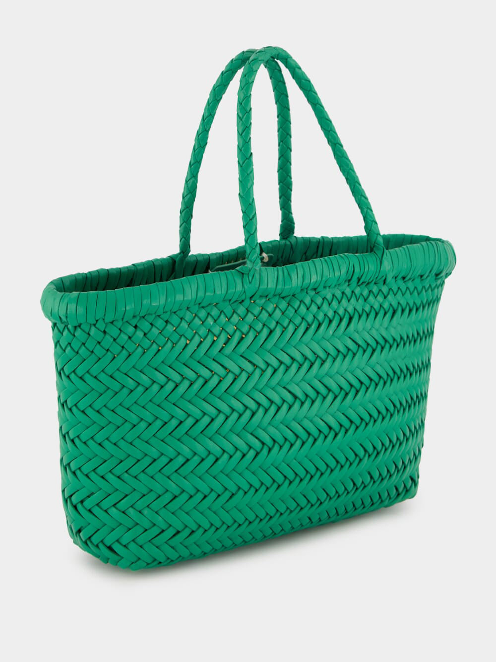 Kelly Green Mini Flat Gora Woven Leather Bag