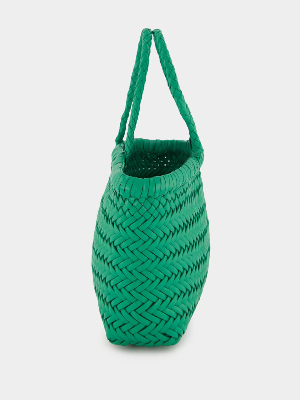 Kelly Green Mini Flat Gora Woven Leather Bag