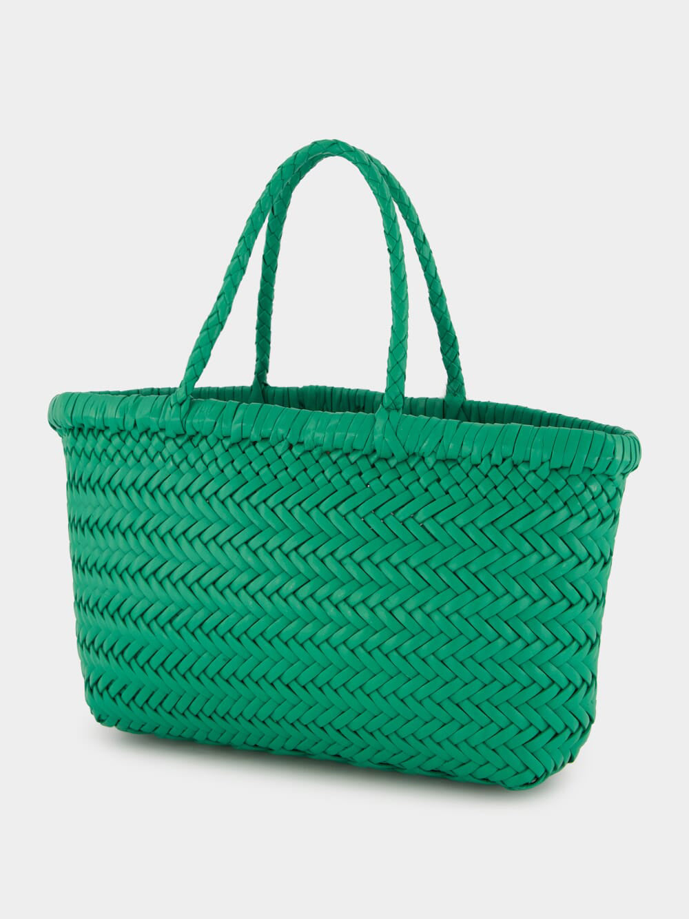 Kelly Green Mini Flat Gora Woven Leather Bag